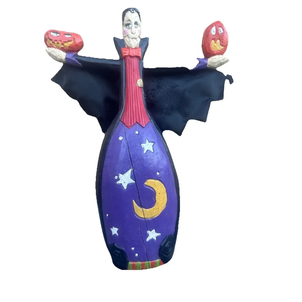 Vintage Folk Art Halloween Wood Vampire Dracula‎ Figurine Midwest Cannon Falls